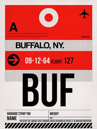 Framed BUF Buffalo Luggage Tag I Print