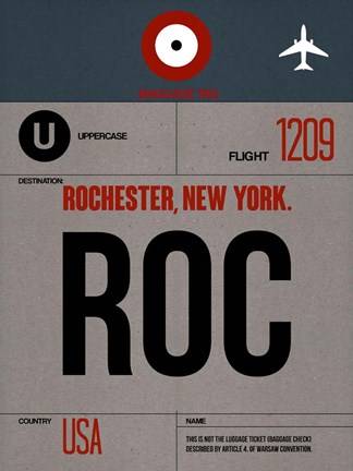 Framed ROC Rochester Luggage Tag I Print