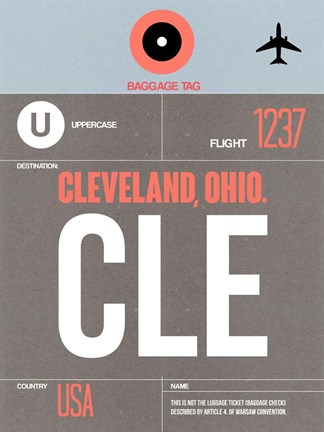 Framed CLE Cleveland Luggage Tag II Print