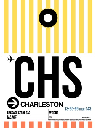 Framed CHS Charleston Luggage Tag II Print