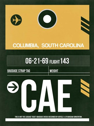 Framed CAE Columbia Luggage Tag II Print
