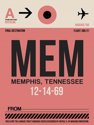 Framed MEM Memphis Luggage Tag II Print