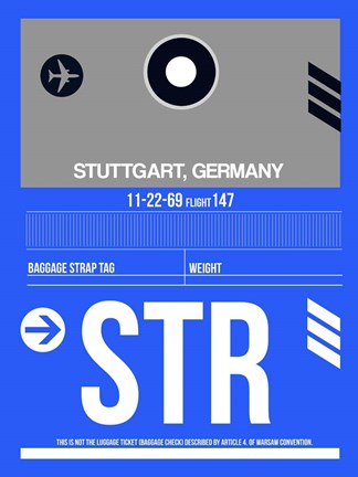 Framed STR Stuttgart Luggage Tag II Print