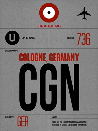 Framed CGN Cologne Luggage Tag I Print