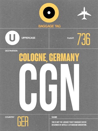 Framed CGN Cologne Luggage Tag II Print