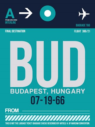 Framed BUD Budapest Luggage Tag II Print