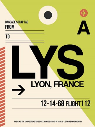 Framed LYS Lyon Luggage Tag I Print
