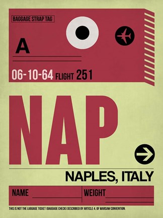 Framed APF Naples Luggage Tag II Print