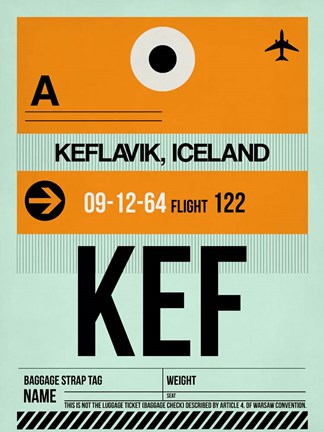 Framed KEF Keflavik Luggage Tag II Print