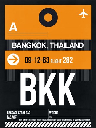 Framed BKK Bangkok Luggage Tag I Print