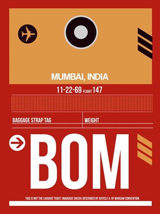 Framed BOM Mumbai Luggage Tag II Print