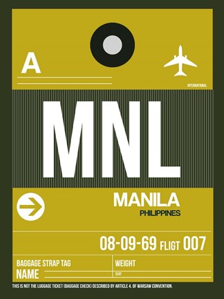 Framed MNL Manila Luggage Tag II Print