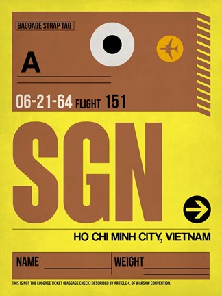 Framed SGN Ho Chi Minh City Luggage Tag I Print
