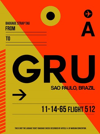 Framed GRU Sao Paulo Luggage Tag II Print