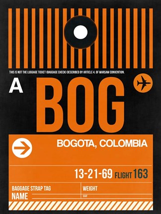 Framed BOG Bogota Luggage Tag II Print