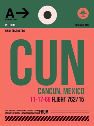 Framed CUN Cuncun Luggage Tag II Print