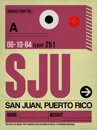 Framed SJU San Juan Luggage Tag II Print