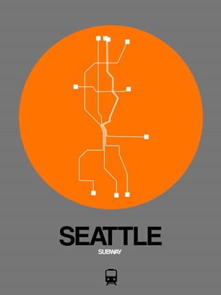 Framed Seattle Orange Subway Map Print