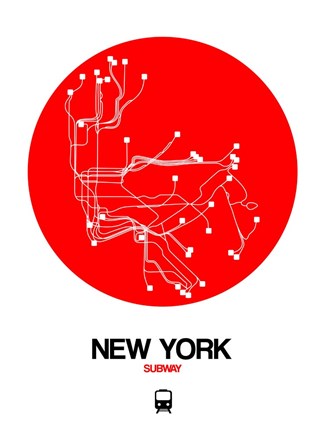 Framed New York Red Subway Map Print