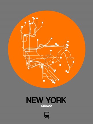 Framed New York Orange Subway Map Print