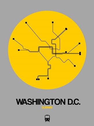 Framed Washington D.C. Yellow Subway Map Print