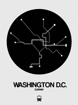Framed Washington D.C. Black Subway Map Print