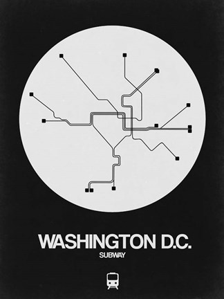 Framed Washington D.C. White Subway Map Print
