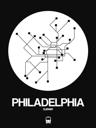Framed Philadelphia White Subway Map Print