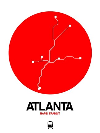 Framed Atlanta Red Subway Map Print