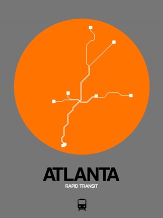Framed Atlanta Orange Subway Map Print