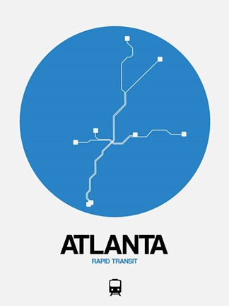 Framed Atlanta Blue Subway Map Print