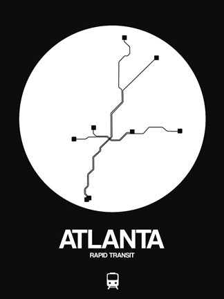 Framed Atlanta White Subway Map Print