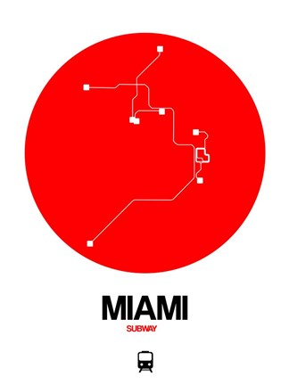 Framed Miami Red Subway Map Print