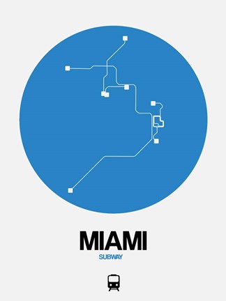 Framed Miami Blue Subway Map Print