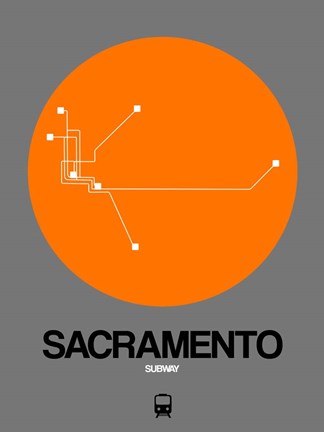 Framed Sacramento Orange Subway Map Print