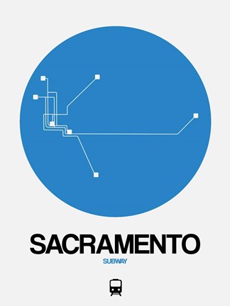 Framed Sacramento Blue Subway Map Print