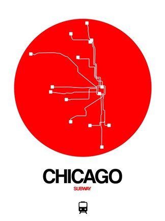 Framed Chicago Red Subway Map Print