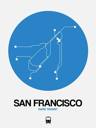 Framed San Francisco Blue Subway Map Print