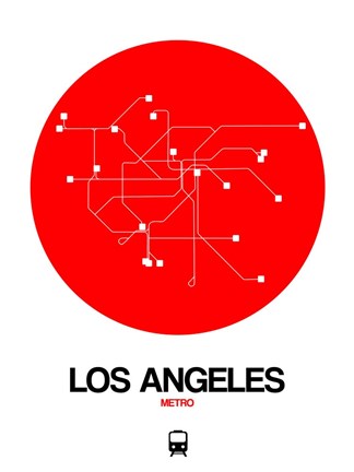 Framed Los Angeles Red Subway Map Print