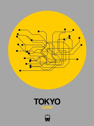 Framed Tokyo Yellow Subway Map Print