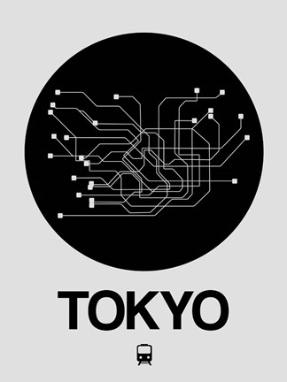 Framed Tokyo Black Subway Map Print