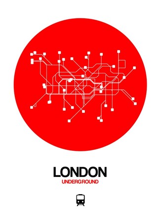 Framed London Red Subway Map Print