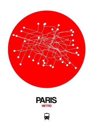Framed Paris Red Subway Map Print