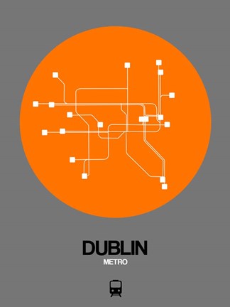 Framed Dublin Orange Subway Map Print