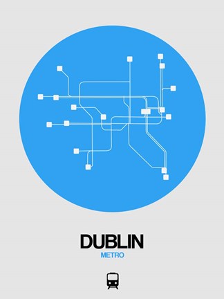 Framed Dublin Blue Subway Map Print