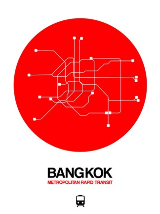 Framed Bangkok Red Subway Map Print