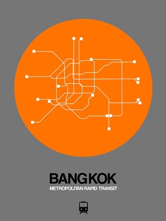 Framed Bangkok Orange Subway Map Print