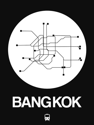 Framed Bangkok White Subway Map Print