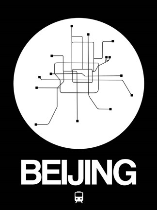 Framed Beijing White Subway Map Print