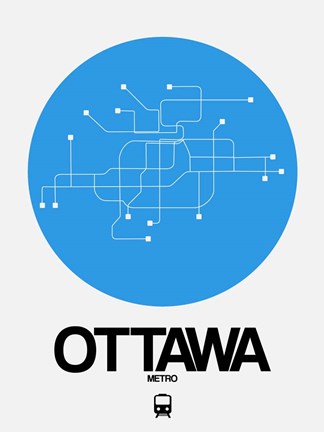 Framed Ottawa Blue Subway Map Print